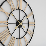 Roman Halo Open-Frame Wall Clock – Black & Gold (24" x 24")