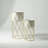 Luxury Lattice Gold Steel Planter Set