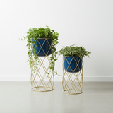 Golden Diamond Frame Planters Duo
