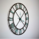 Roman Halo Open‑Frame Clock – Black & Green (24" x 24")