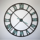 Roman Halo Open‑Frame Clock – Black & Green (24" x 24")