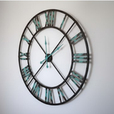 Roman Halo Open‑Frame Clock – Black & Green (24" x 24")