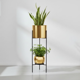 Luxe Golden Two-Tier Steel Planter Set