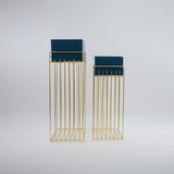 Blue Rectangle Steel Pot Planter Set