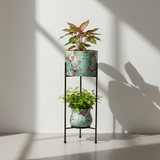 Luxe Golden Two-Tier Steel Planter Set