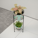 Luxe Golden Two-Tier Steel Planter Set