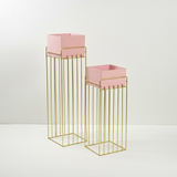 Elegant Pink Gold Steel Planter Stand Set