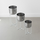 Modern Silver Luxe tree-tier Planter set