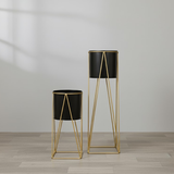 Urban Black & Gold Steel Planter set
