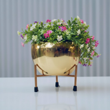 Luxe Gold Steel Planter with Stand