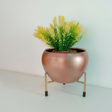 Elegant Copper Finish Steel Planter with Stand