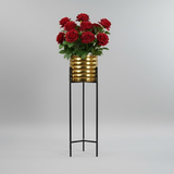 Premium Golden Steel Planter Set with Stands – Set of 3