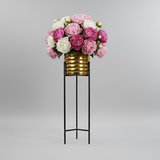 Premium Golden Steel Planter Set with Stands – Set of 3