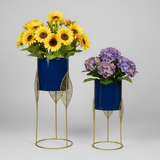 Blue Leaf Tall Steel Planters