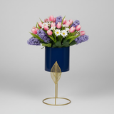 Blue Leaf Tall Steel Planters