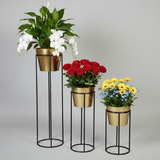 Luxury Golden Steel Planter Set with Stands – Set of 3