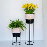 Luxe Marble Steel Planters Set