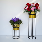 Elegant Leaf Steel Planter Duo – Tall & Short