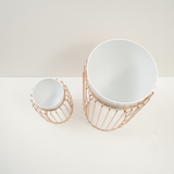 White & Rose Gold Luxe Cage Planters Set of 2