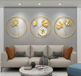 Gilded Triptych Clock – Horizontal (20" x 20")