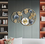 Orbit Circles Modern Wall Clock – Teal & Gold (18" x 30")