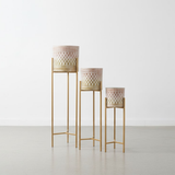 Luxe Lattice Steel Planters Set of 3