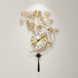 Aurelia Ginkgo Wall Clock – Gold & Teal (18" x 30")