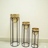 Golden Steel Decorative Pot Combo (Set of 3)