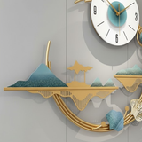 Aurelia Landscape Clock – Gold & Jade (36" x 32")