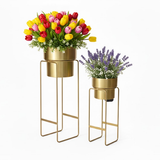 Luxe All-Gold Steel Planter  set