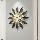 Riviera Leaf Medallion Wall Clock – Multi‑Tone (24" x 24")