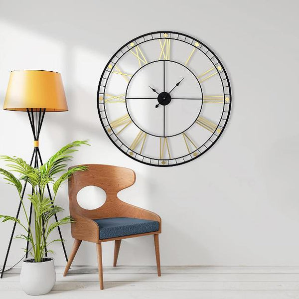 Regent Roman Open‑Frame Clock – Black (24" x 24")