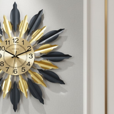 Riviera Leaf Medallion Wall Clock – Multi‑Tone (24" x 24")