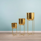 Luxe Gold Steel tree- tier Planter set