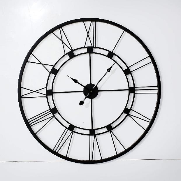 Roman Halo Open‑Frame Wall Clock – Matte Black (24" x 24")