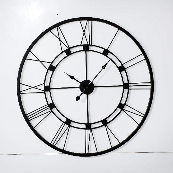 Roman Halo Open‑Frame Wall Clock – Matte Black (24" x 24")