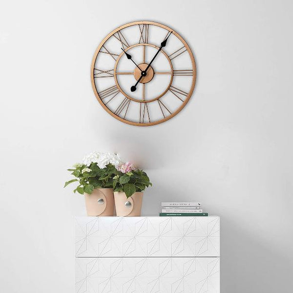 Roman Halo Open-Frame Wall Clock – Gold Finish (24" x 24")
