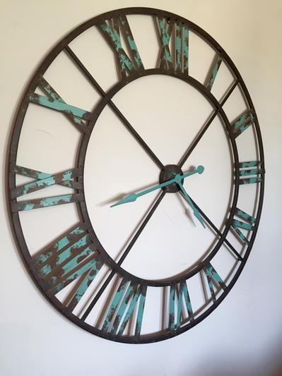Roman Halo Open‑Frame Clock – Black & Green (24" x 24")