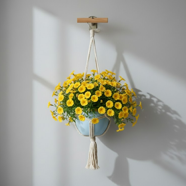 Cotton Rope Hanging Iron Planter