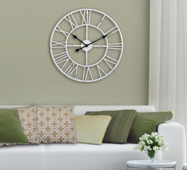 Roman Halo Open‑Frame Clock – White with Black Shades (24" x 24")
