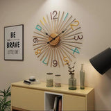 Azure Clover Bloom Vertical Wall Clock – Gold & Teal (15" x 30")