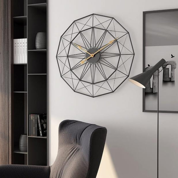 Geo Rosette Radiant Clock – Black (30" x 30")