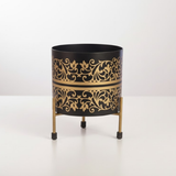 Gold Accent Iron Printed Pots with Stand