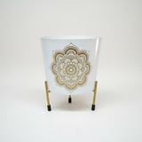 Artistic Leaf & Mandala Metal Pots with Stand