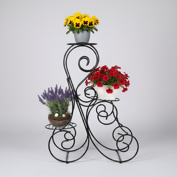 Elegant Triple-Tier Steel Planter Rack