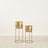 Regal Hammered Gold Steel Planters (Set of 2)