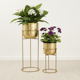Regal Hammered Gold Steel Planters (Set of 2)