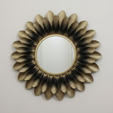 Embossed Petal Halo Mirror - Gold/Black