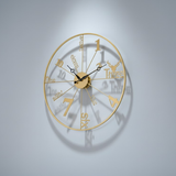 Spoke Dial Word‑Numeral Clock – Black & Gold (24" x 24")