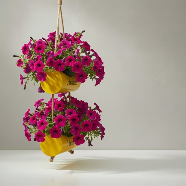 Hanging Welcome Scroll Iron Planter